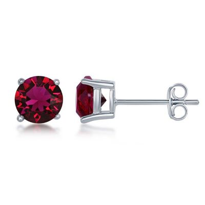 July Swarovski Crystal 6mm Earrings in Sterling Silver