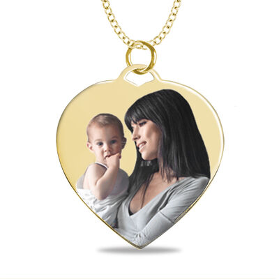 Medium Heart Photo Pendant in 10k Yellow Gold