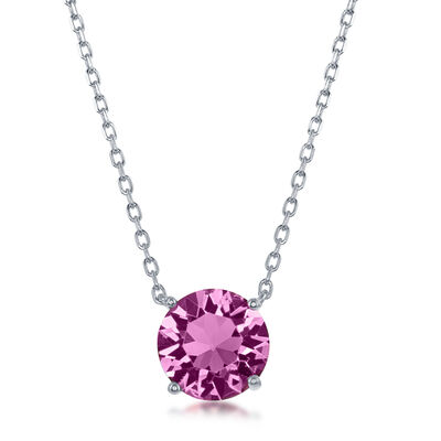 October Swarovski Crystal Pendant in Sterling Silver