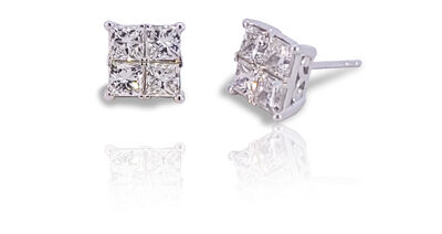 Lab Grown 2ctw. Diamond Quad Stud Earrings in 14k White Gold