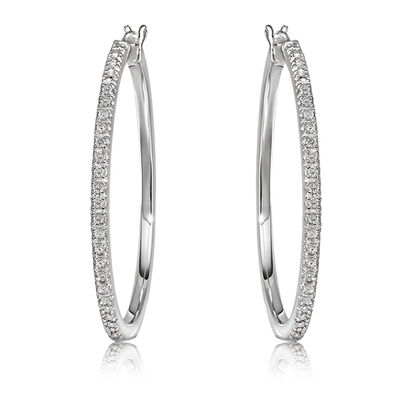 Diamond 1/4ctw. Hoop Earrings in Sterling Silver