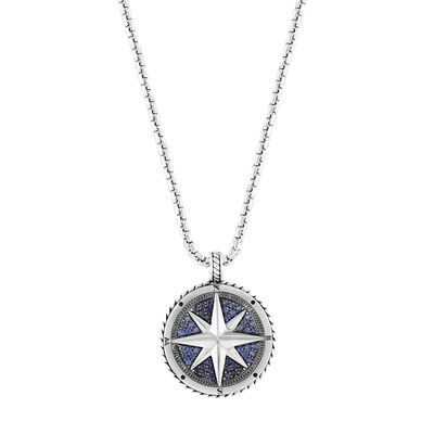 Effy Men's Sapphire Compass Pendant in Sterling Silver