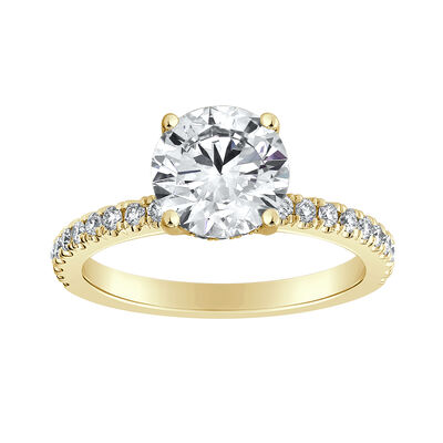 Brilliant-Cut Lab Grown 2 3/8ctw. Diamond Hidden Halo Diamond Collar Engagement Ring in 14k Yellow Gold