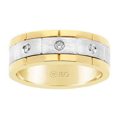 IBGoodman 3-Stone Diamond Band in 10k White & Yellow Gold