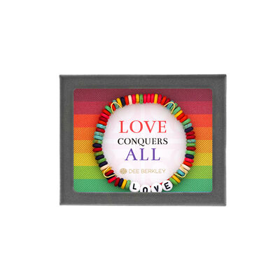 "Love" 6mm Multicolor Howlite Rondelle with Acrylic Letters Bracelet