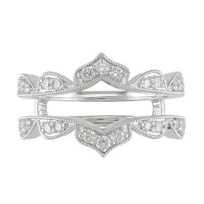 Brilliant-Cut 1/3ctw. Diamond Scalloped Crown Milgrain Insert in 14k White Gold