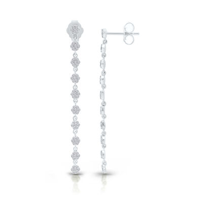 Brilliant-Cut .40ctw. Diamond Long Drop Dangle Earrings in 14k White Gold