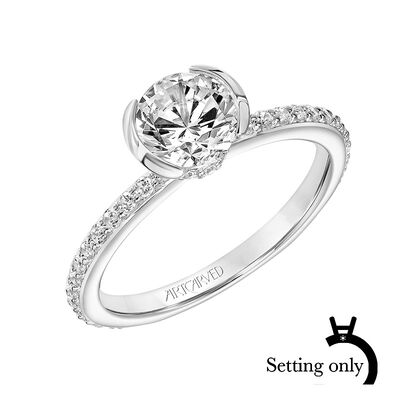 Gray. ArtCarved® Diamond Semi-Mount in 14k White Gold