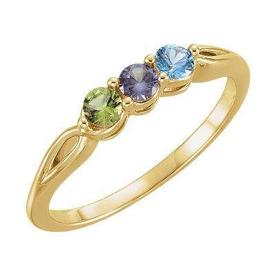 3-Stone Family Ring in 10k Yellow Gold