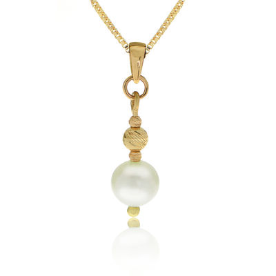 Pearl Drop Pendant in 14k Yellow Gold