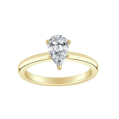 Pear-Shaped 3/4ct. Ribbon Halo Lab Grown FG VS Diamond Engagement Ring Setting in 14k Yellow Gold