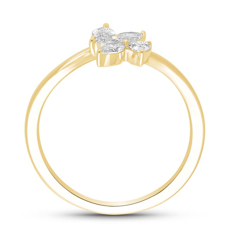 Pear-Shaped & Brilliant & Marquise-Cut .52ctw. Diamond Leaf Wrap Ring in 14k Yellow Gold image number null