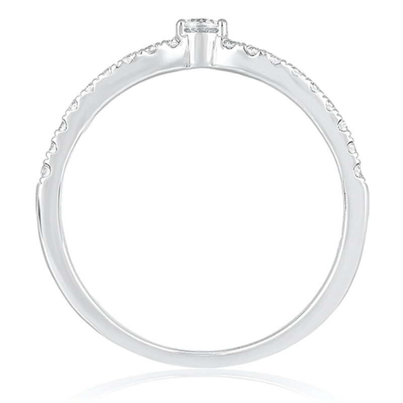 Brilliant-Cut .20ctw. Diamond V Stackable Ring in 10k White Gold image number null