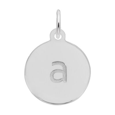Lower Case Block A Initial Charm in Sterling Silver
