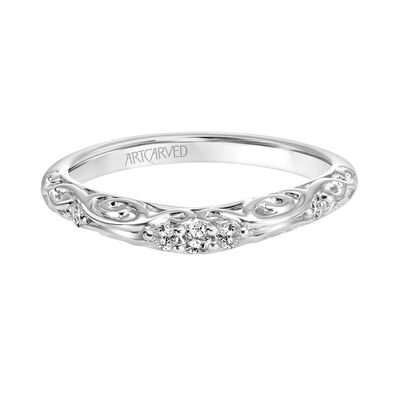 Peyton. ArtCarved 1/10ctw. Brilliant-Cut Diamond Wedding Band in 14k White Gold