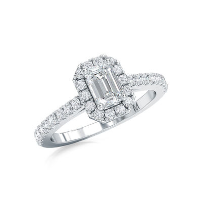 Lab Grown 1ct. Diamond Emerald-Cut Engagement Ring in 14k White Gold