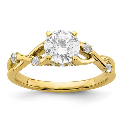 Brilliant-Cut Lab Grown 1 1/4ctw. Diamond With Brilliant-Cut Diamond Accent Engagement Ring in 14k Yellow Gold