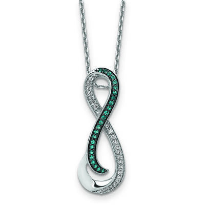 Blue & White Diamond Infinity Pendant in 14k White Gold