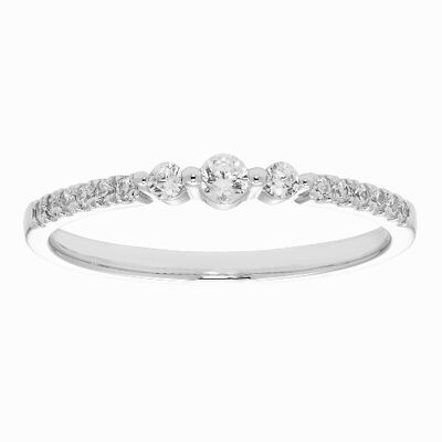 Brilliant-Cut 1/5ctw. Diamond Three-Stone Plus Stackable Ring in 10k White Gold