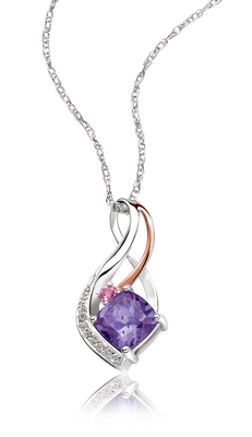 Amethyst, Pink Tourmaline & Diamond Pendant