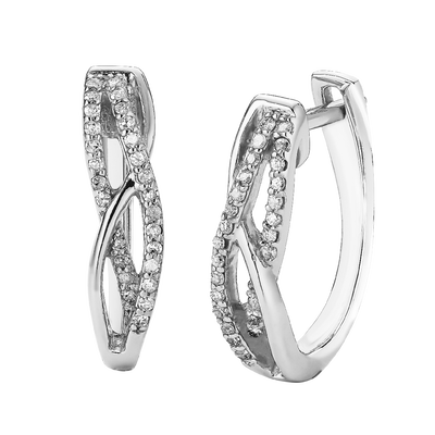Diamond Twist Hoops in Sterling Silver