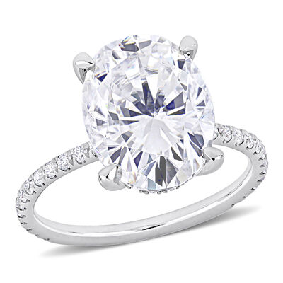 Oval-Cut Created Moissanite Engagement Ring in 10k White Gold