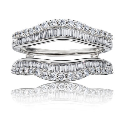 Round & Baguette Diamond Ring Insert in 14k White Gold