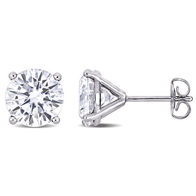 Created Moissanite Solitaire Stud Earrings in 14k White Gold