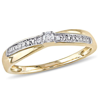 Brilliant-Cut .05ctw. Diamond Promise Ring in 10k Yellow Gold