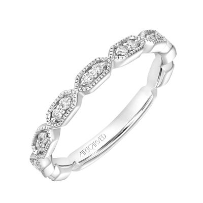 Cressida. ArtCarved® Diamond Wedding Band in 14k White Gold