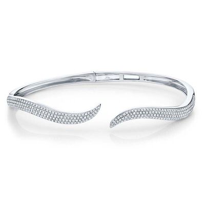 Shy Creation 0.84ctw. Diamond Pave Bangle Bracelet in 14k White Gold