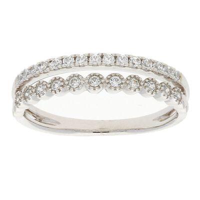 Ladies Two-Row 14k White Gold Diamond "Stackable Look" Ring