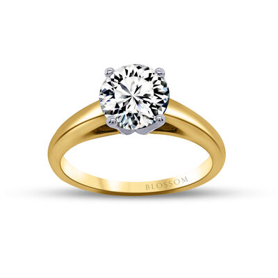 Blossom Cut Round Lab Grown 1 1/2ct. Diamond DEF VS Certified Solitaire Engagement Ring in 14k Yellow Gold