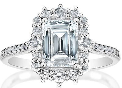 Eden. Lab Grown 1 7/8ctw. Diamond Halo Engagement Ring in 14k White Gold