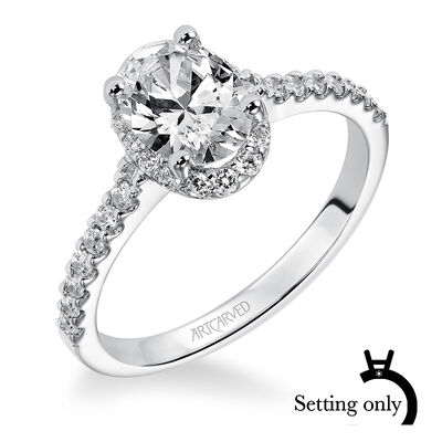 Layla. ArtCarved® Oval Diamond Setting in 14k White Gold