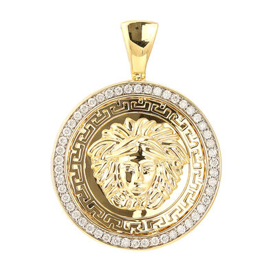 Diamond Medusa Medal 1ctw in 10k Yellow Gold