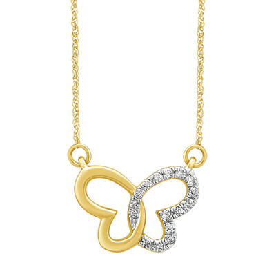 Hope & Healing Diamond Butterfly Pendant in 10k Yellow Gold