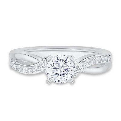 Brilliant-Cut Lab Grown 1 1/5ctw. Diamond Twist Engagement Ring in 14k White Gold