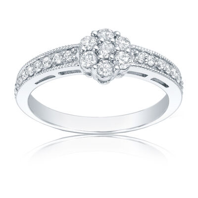 Diamond Flower 1/2ctw. Promise Ring in 14K White Gold