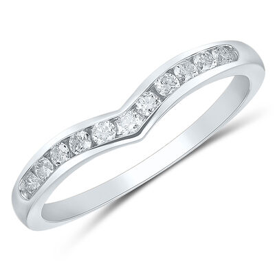 Brilliant-Cut 1/4ctw. Diamond Channel-Set Contour Band in 14k White Gold