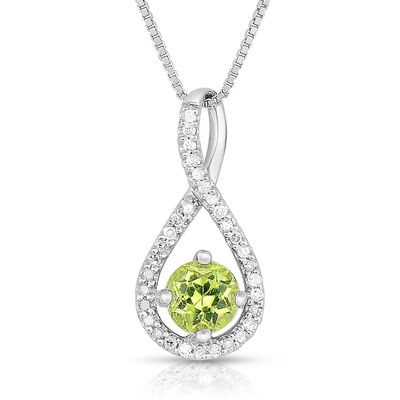 Peridot & Diamond Infinity Drop Pendant in Sterling Silver