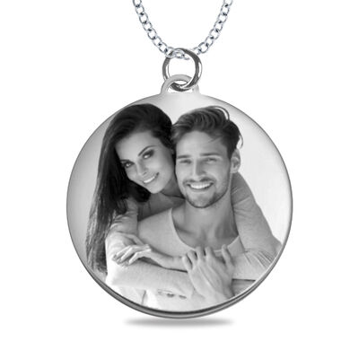 Medium Round Photo Pendant in 10k White Gold