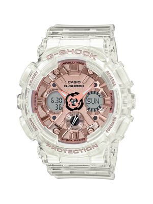G-Shock Ladies' S-Series Yellow Gold Metallic Transparent Resin Watch GMAS120SR-7A