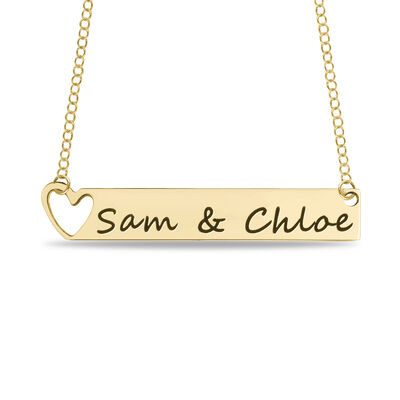 Heart Cutout Bar Necklace in 10k Yellow Gold