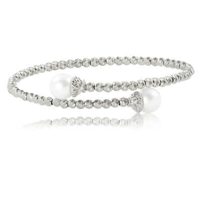 Imperial Pearl Freshwater Pearl & Diamond Cut Beaded Bangle