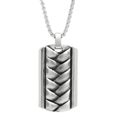 Men's Stainless Steel Textured Layers Pendant