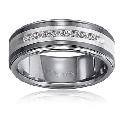 Triton Men's 1/4ctw. Diamond Tungsten Carbide Band