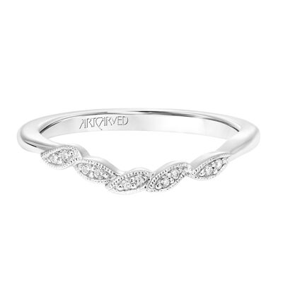 Lilac. ArtCarved .05tw. Brilliant-Cut Diamond Wedding Band in 14k White Gold