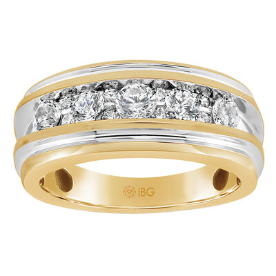 Men's Round-Cut 1ctw. Diamond Ring in 14k White & Yellow Gold