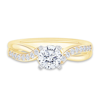 Brilliant-Cut Lab Grown 1 1/5ctw. Diamond Twist Engagement Ring in 14k Yellow Gold